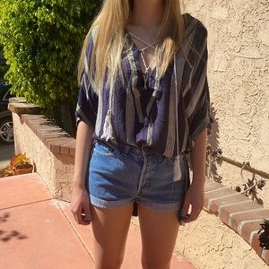 urban outfitters striped lace up tunic